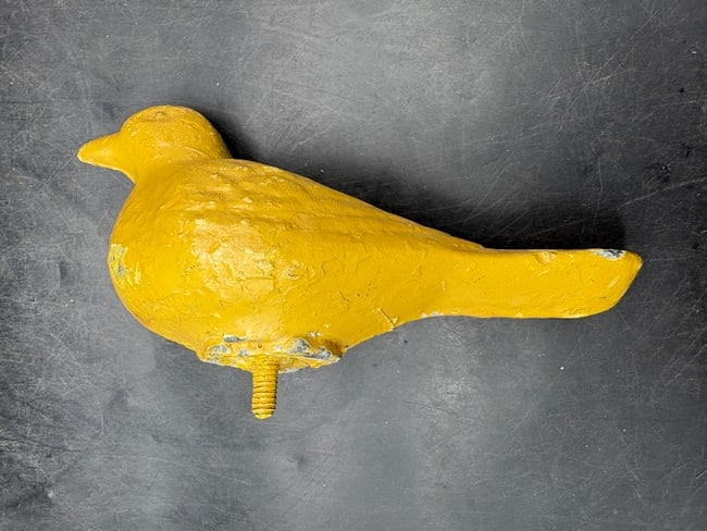 Primitive Folk Art Fair / Carnival Game Shooting Gallery Cast Iron Canary Bird Target - 5