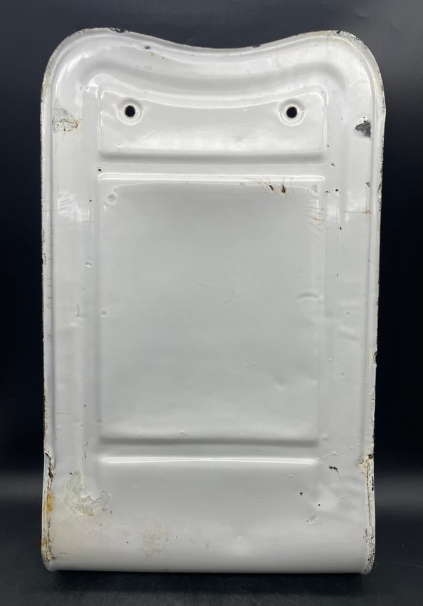 Antique German Enamelware Wall Utensil Holder w/ Scenic Cottage & "Arbeit Spart" Motto c.1930s - 4