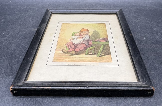 Vintage Framed Nursery Print "Little Tuck Nursing His Sister" - 6