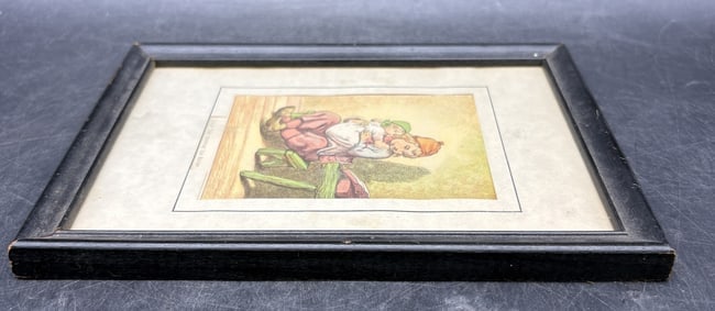 Vintage Framed Nursery Print "Little Tuck Nursing His Sister" - 7
