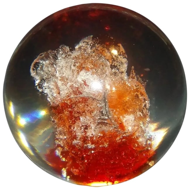 1970 COLORFLO Resin 3" Round Paperweight- Lucite Resin Abstract Art Red & White (1 of 7)