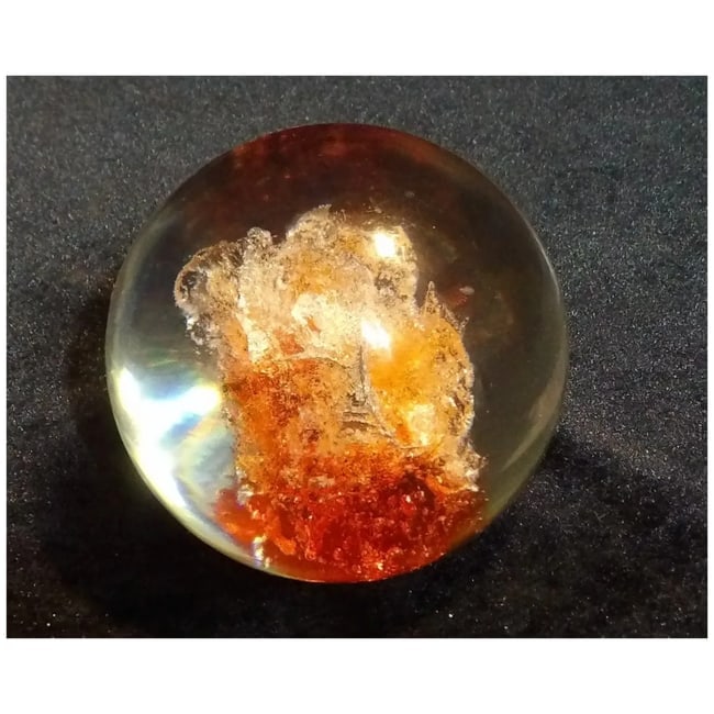 1970 COLORFLO Resin 3" Round Paperweight- Lucite Resin Abstract Art Red & White - 4