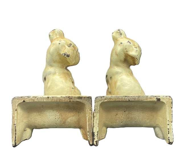 ANTIQUE LITTCO CAST IRON PAIR OF PUPPY BOOKENDS LITTLESTOWN FOUNDRY PA - 4