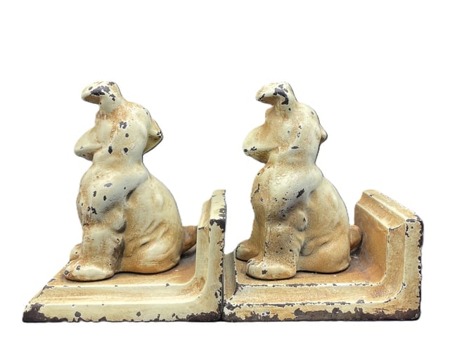 ANTIQUE LITTCO CAST IRON PAIR OF PUPPY BOOKENDS LITTLESTOWN FOUNDRY PA - 5