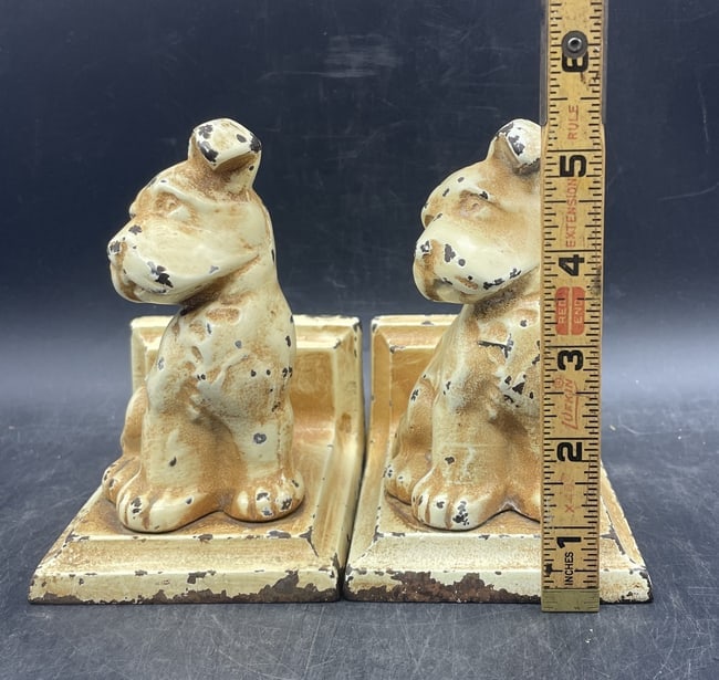 ANTIQUE LITTCO CAST IRON PAIR OF PUPPY BOOKENDS LITTLESTOWN FOUNDRY PA - 8