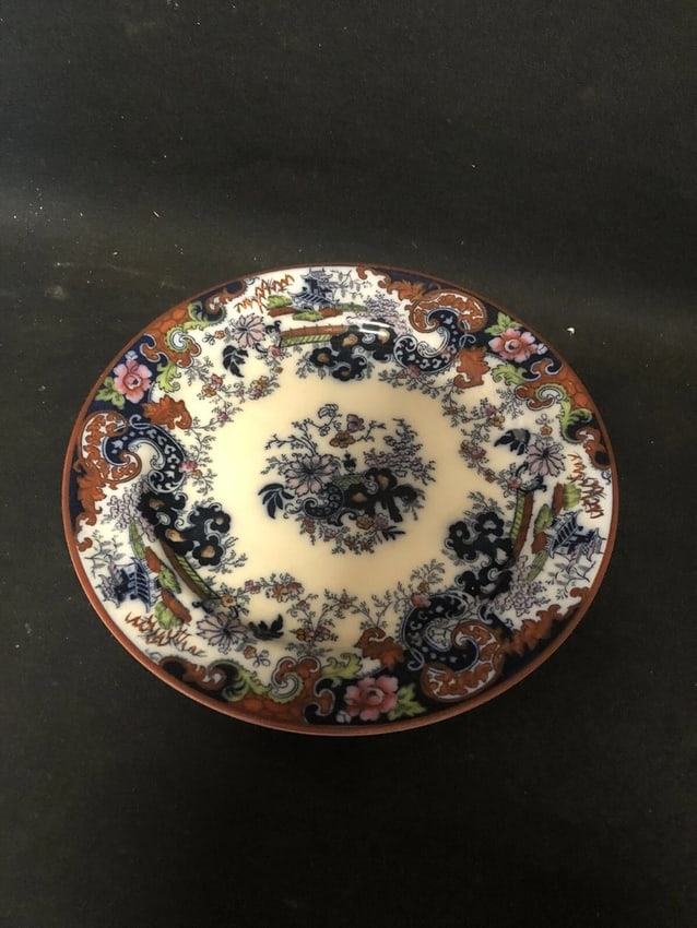 12 Corey Hill 8 1/8" Flow Blue Polychrome Plates - 11