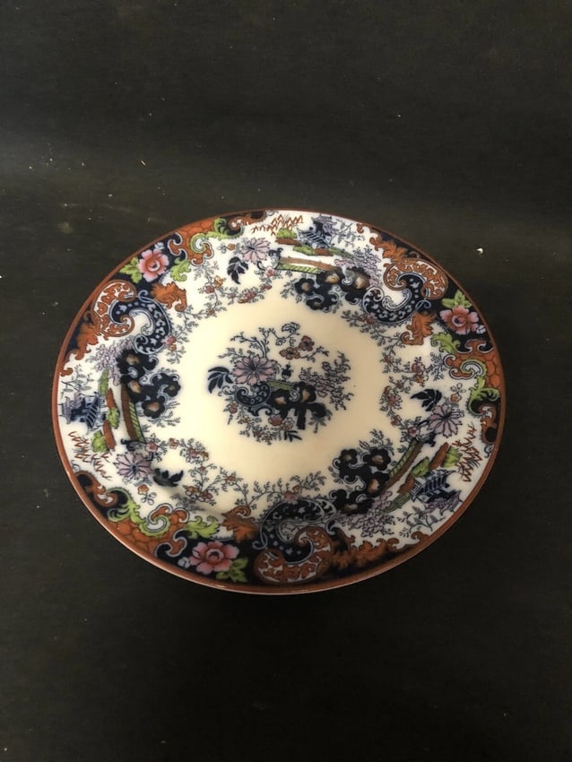 12 Corey Hill 8 1/8" Flow Blue Polychrome Plates - 13