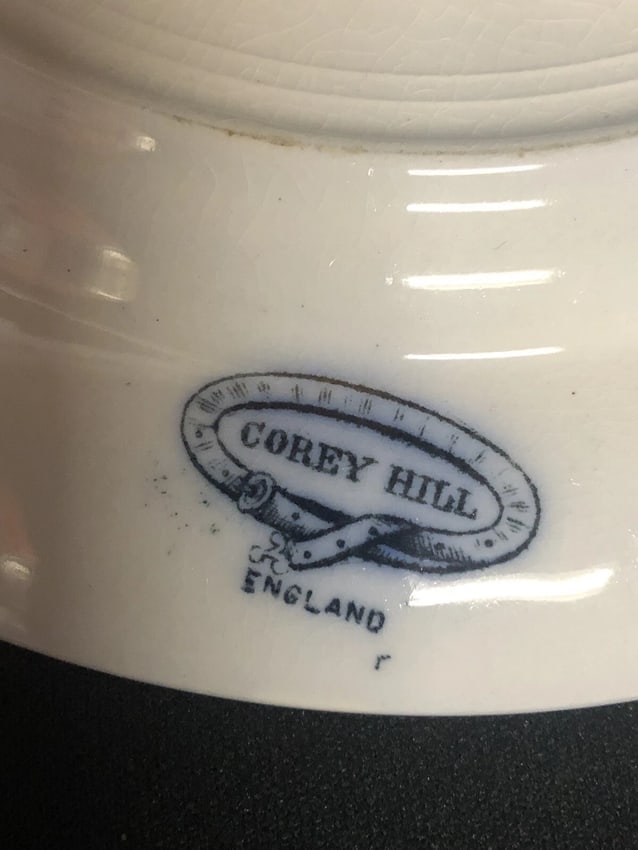 12 Corey Hill 8 1/8" Flow Blue Polychrome Plates - 15