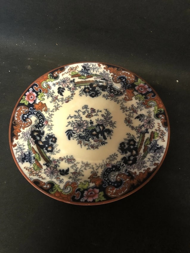 12 Corey Hill 8 1/8" Flow Blue Polychrome Plates - 3