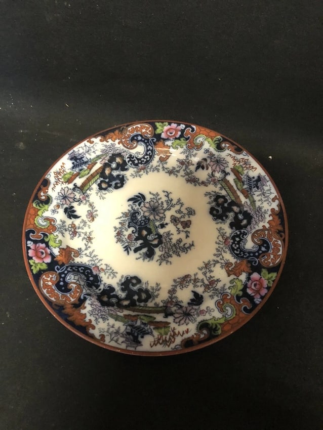 12 Corey Hill 8 1/8" Flow Blue Polychrome Plates - 4