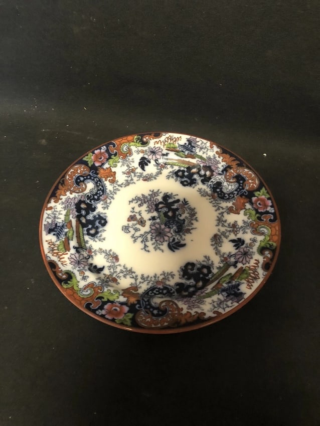 12 Corey Hill 8 1/8" Flow Blue Polychrome Plates - 7