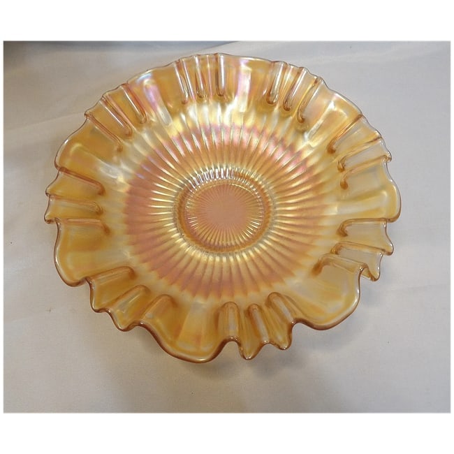 Vintage Iridescent Carnival Glass Bowl with Rays - 2