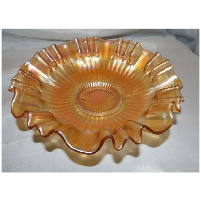 Vintage Iridescent Carnival Glass Bowl with Rays - 3