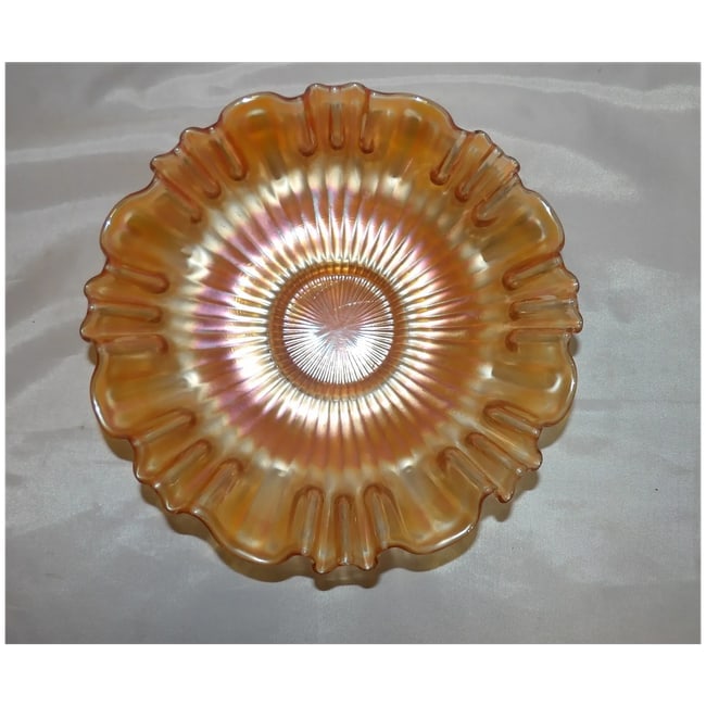 Vintage Iridescent Carnival Glass Bowl with Rays - 4