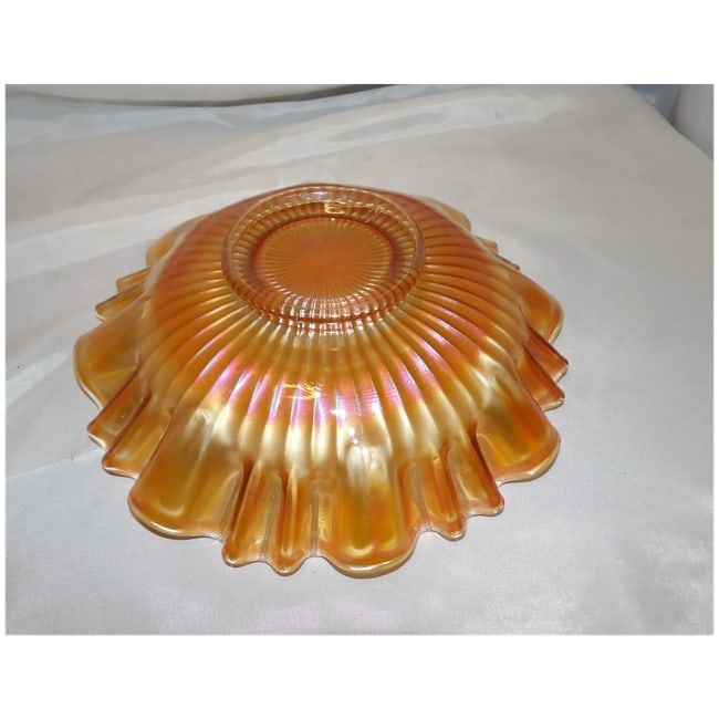 Vintage Iridescent Carnival Glass Bowl with Rays - 5