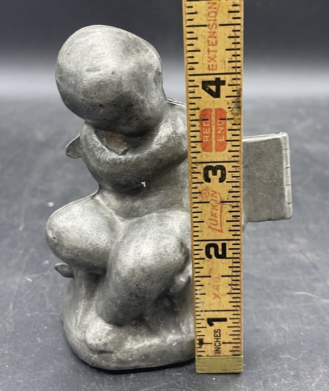 ANTIQUE PEWTER ICE CREAM MOLD #992 CUPID CHERUB BOY 1900'S VICTORIAN ~ E&CO - 8