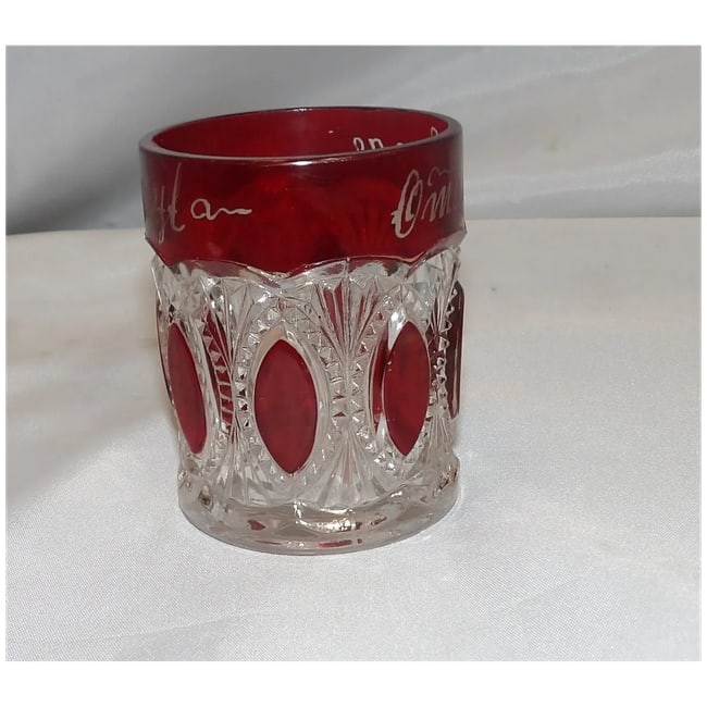 Souvenir Cut Glass Ruby Flashed Mug 1898 - 3