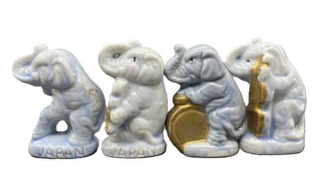 Vintage 1950's Japan 4 Pc Blue Elephant Band Orchestra - 2