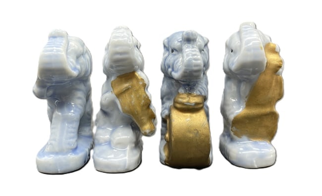 Vintage 1950's Japan 4 Pc Blue Elephant Band Orchestra - 4