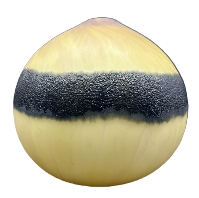 Art Glass Vase Yellow Black Cased Glass Studio Art Bud Vase Modern Organic Form - 3