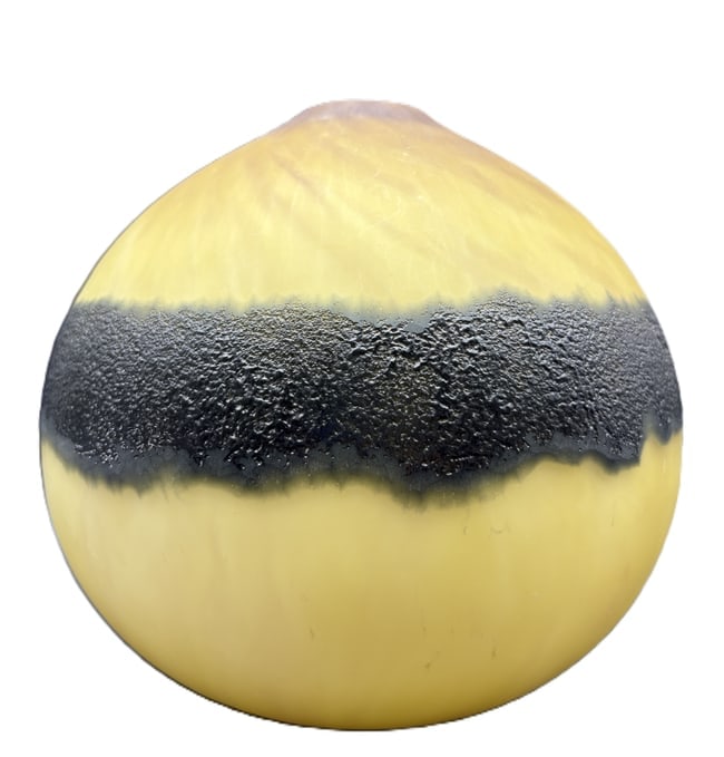 Art Glass Vase Yellow Black Cased Glass Studio Art Bud Vase Modern Organic Form - 4