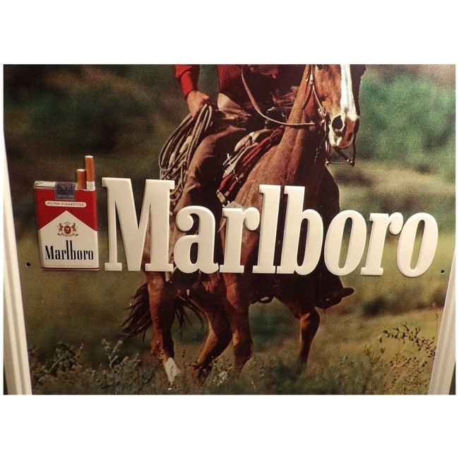 Marlboro Man 1980's Large Metal Sign 34''x 23'' Vintage Tobacco Promo Ltd - 4