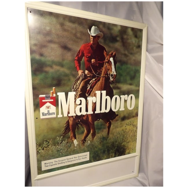 Marlboro Man 1980's Large Metal Sign 34''x 23'' Vintage Tobacco Promo Ltd - 5