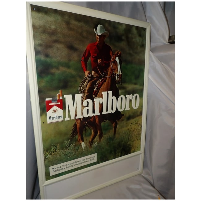 Marlboro Man 1980's Large Metal Sign 34''x 23'' Vintage Tobacco Promo Ltd - 7