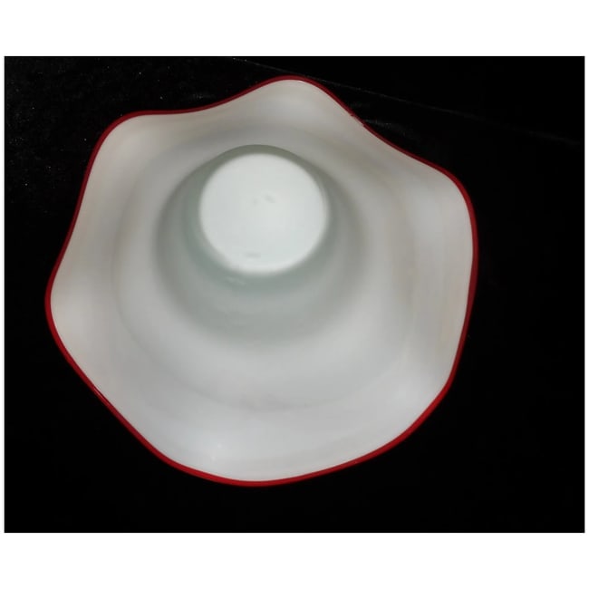 Art Glass Bowl-Frosted Blue Satin Matte Swirl Paint - 5