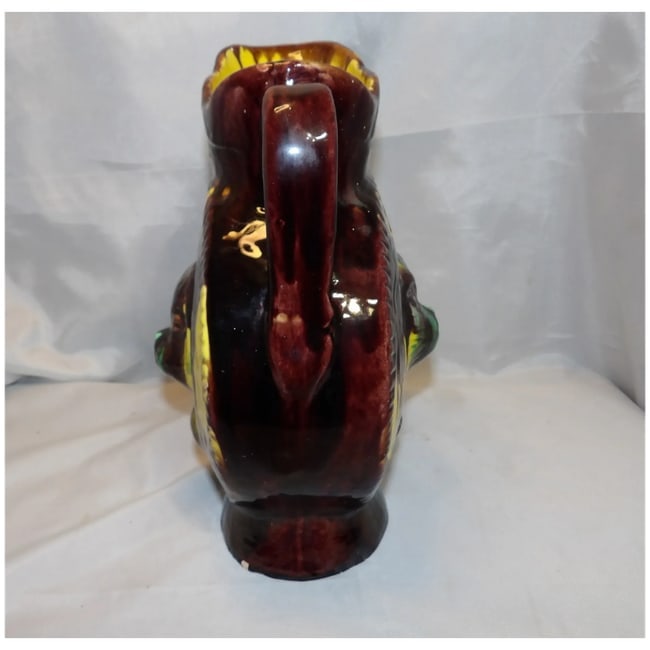 Antique Majolica Drip Ware Bear Pitcher - 4