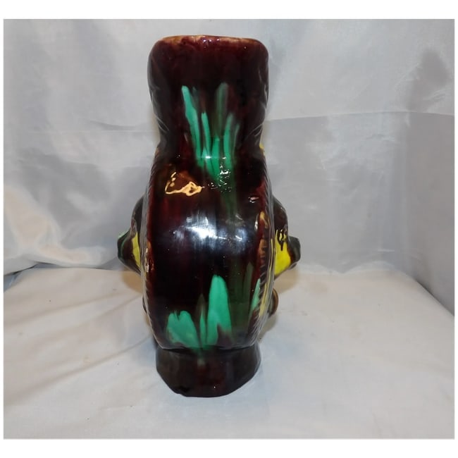 Antique Majolica Drip Ware Bear Pitcher - 5