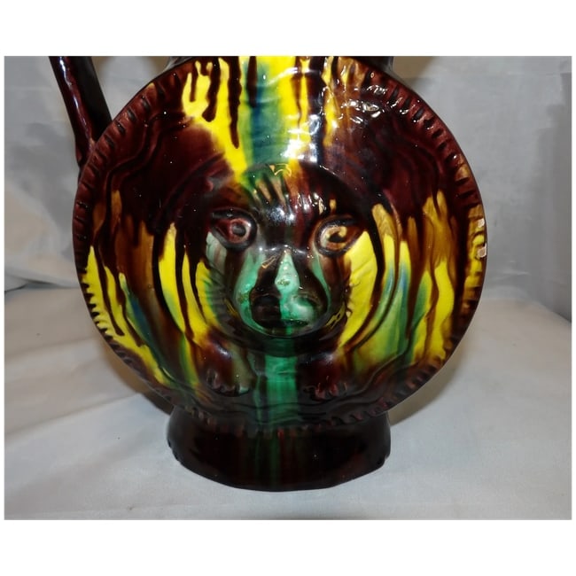 Antique Majolica Drip Ware Bear Pitcher - 7