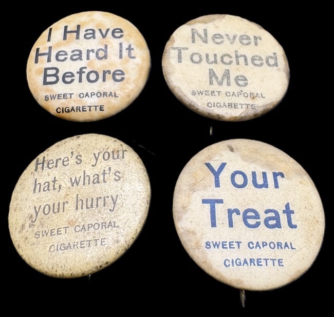 Antique Late 1800's Cigarette Advertising Pins Pinback Sweet Caporal - 2