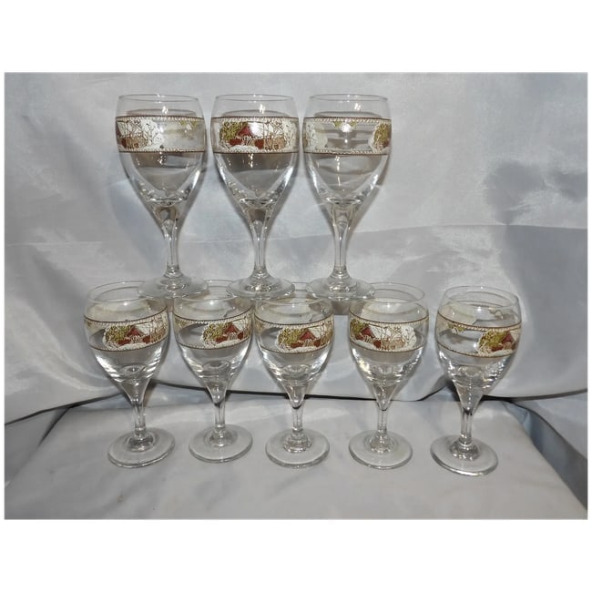 Friendly Village Glassware Goblets / Wine Glasses / Tumblers - 2