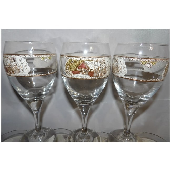 Friendly Village Glassware Goblets / Wine Glasses / Tumblers - 3