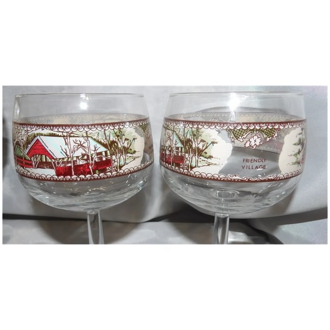 Friendly Village Glassware Goblets / Wine Glasses / Tumblers - 7