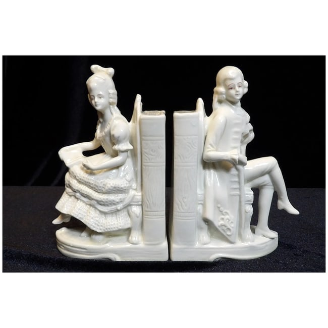 Antique Thuringia Germany Porcelain Bookends - 2
