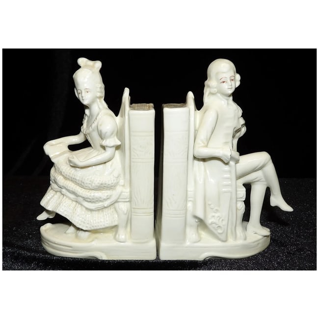 Antique Thuringia Germany Porcelain Bookends - 3