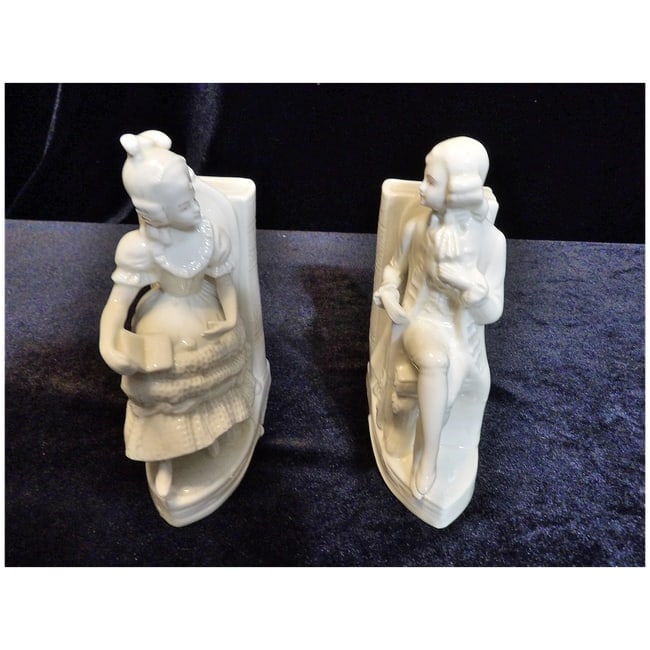 Antique Thuringia Germany Porcelain Bookends - 5