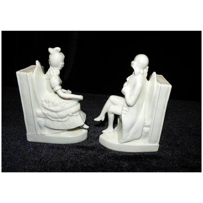 Antique Thuringia Germany Porcelain Bookends - 6