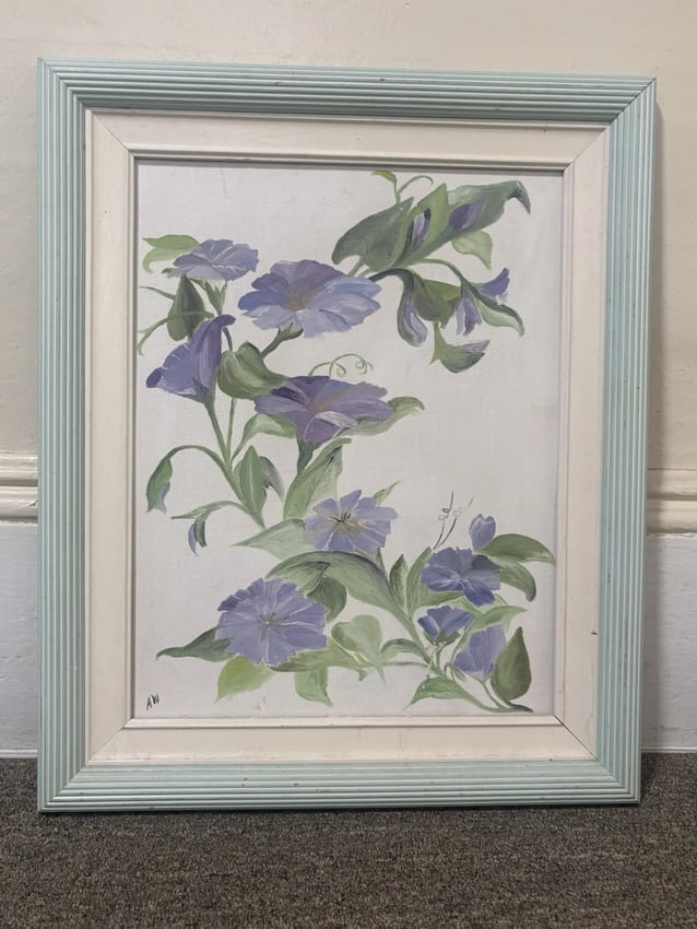 Artist Signed Oil On Board Still Life Painting: The frame measures 23" x 19" and the board measures 18" x 24". It is artist signed and is framed nicely. It is in good condition with no issues Shipping: Domestic: Flat-rate of $40.00 to anywhere with