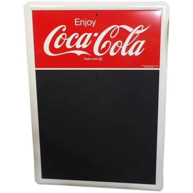 1991 NOS Coca Cola Metal Advertising Chalk Board: This 1991 NOS Coca Cola Metal Advertising Chalk Board comes in its original carboard box. Never Used! Just like it came from the company. MINT condition- it measures 28" x 20". If you are a Coke colle