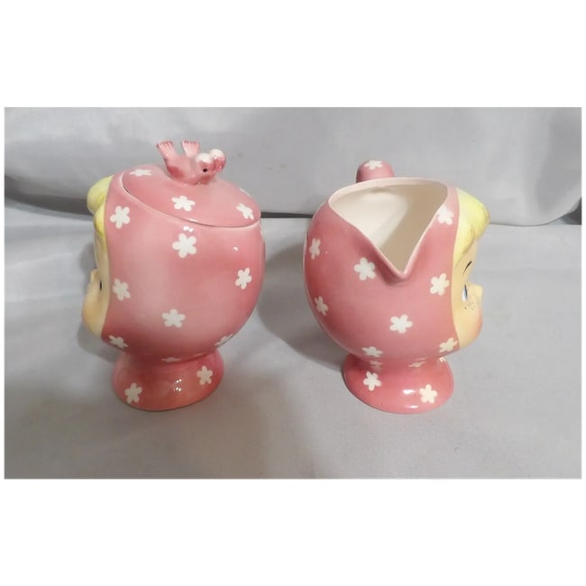 Vintage 1950's Napco 'Miss Cutie Pie' Sugar & Creamer (Pink) - Japan A35007/PI - 6