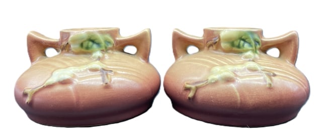 Roseville Vintage Art Pottery Snowberry Ceramic Candle Holders 1947 1CS1 - 2