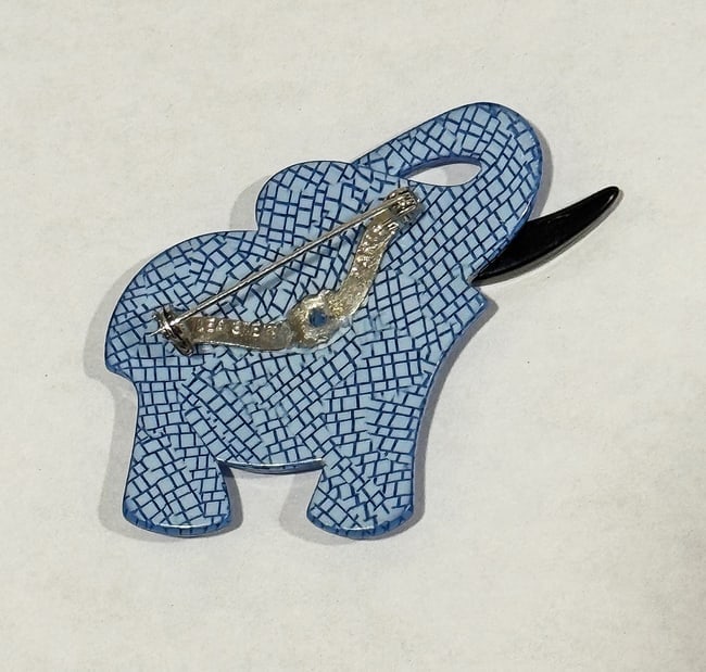 Lea Stein Signed Elephant Brooch - 2