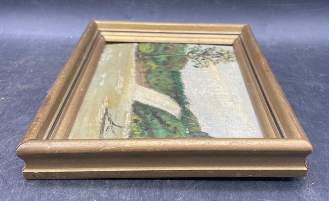 Primitive Waterfall Original Oil Painting Signed Hobbs - 5