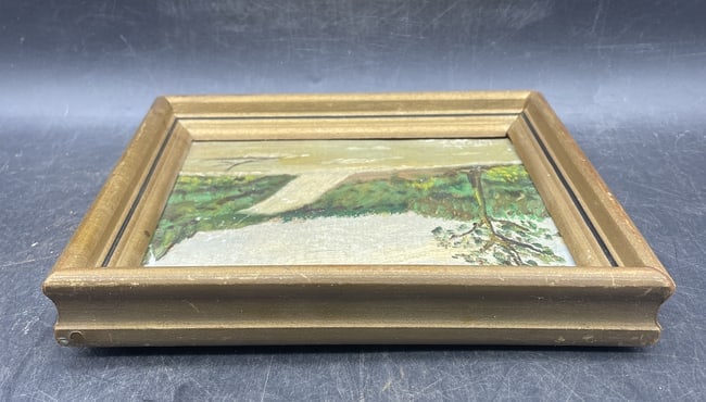 Primitive Waterfall Original Oil Painting Signed Hobbs - 6