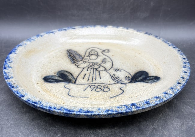 1988 Eldreth Stoneware Pottery Christmas Pie Plate - 5