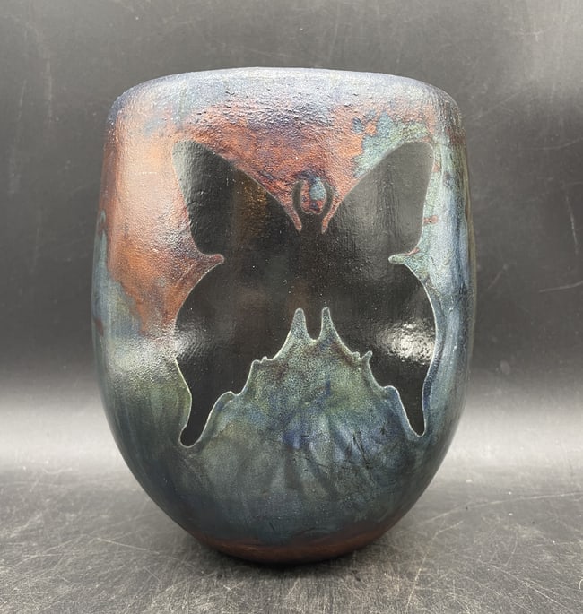 Hand Thrown HAROLD LONG CHEROKEE POTTERY RAKU - 4