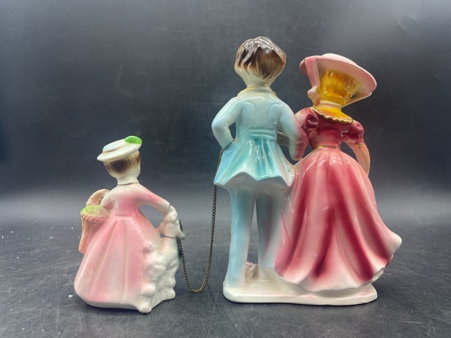 Vintage Victorian Family Walking Poodle Japan - 4